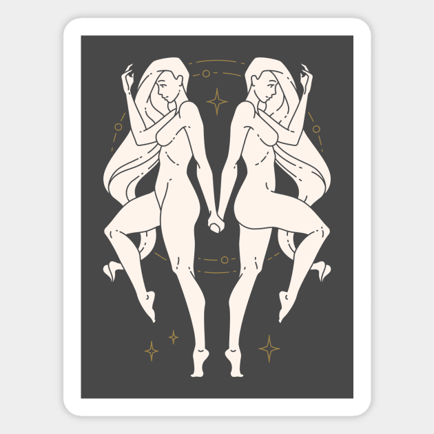 Astrological Symbol of Gemini as Women Illustration Magnet by Epictetus